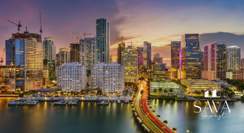 Skyline moderno de Brickell, em Miami, Flórida