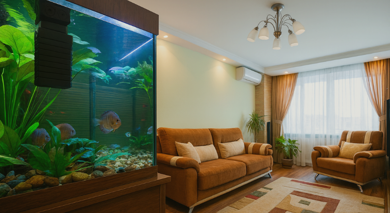 Aquário em sala de estar